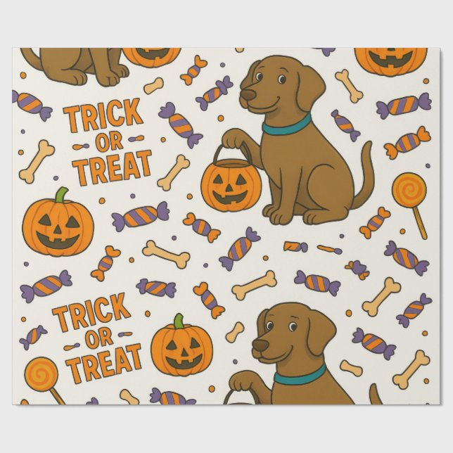 Trick-or-Treat Valp Halloween Presentpapper (Platt)