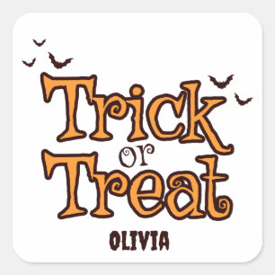 Trick or Treat Vintage Halloween Fyrkantigt Klistermärke