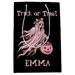 Trick or Treat Vintage Rosa Spöke Anpassat Namn