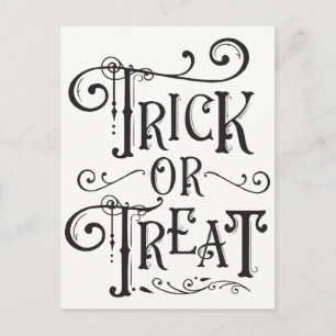 Trick or Treat Vintage Typografi Halloween Vykort