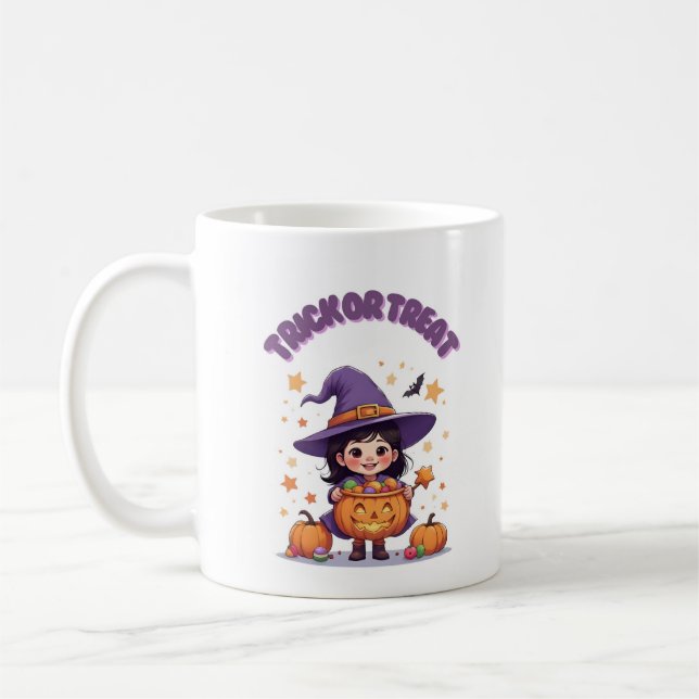 Trick or Treat Witch Mug - Jack O’Lantern purple Kaffemugg (Vänster)