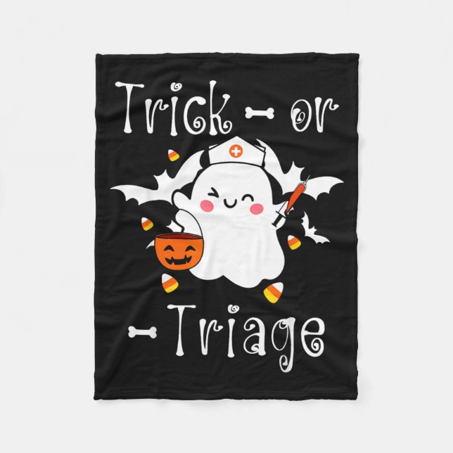 Trick Or Triage Triage Sjuksköterska Spöke Hallowe Fleecefilt (Framsidan)
