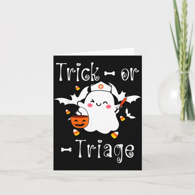 Trick Or Triage Triage Sjuksköterska Spöke Hallowe Kort (Framsida)