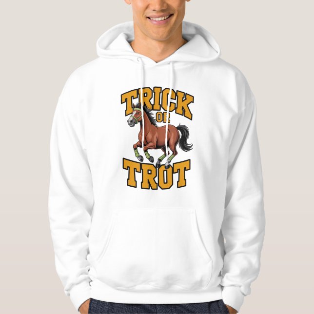 Trick or Trot Horse Design for Equestrian Fans Hoodie (Framsida)