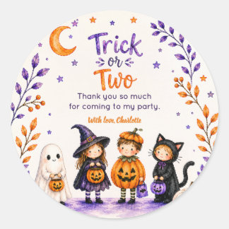 Trick or Two Söt Rolig Halloween 2-årsdag Runt Klistermärke