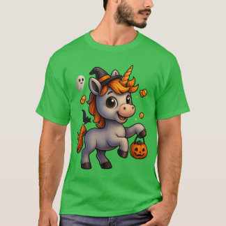 Trick orreat Enhörning Spöklik Söt Halloweenee fam T Shirt