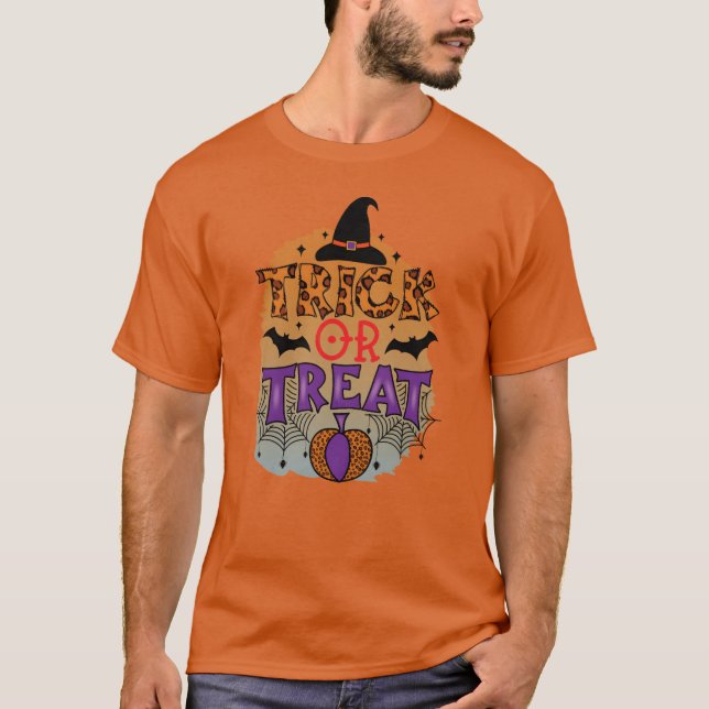 Trick Orreat Pumpkin Halloween roligt T Shirt (Framsida)