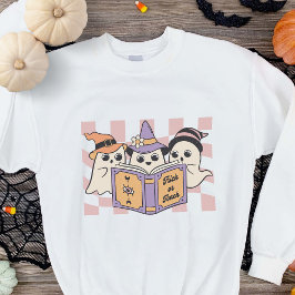 Trick på Teach Halloween Bok Boo Ghost Teacher T Shirt