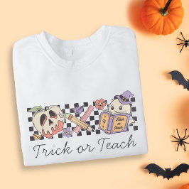 Trick på Teach Halloween Bok Boo Ghost Teacher T Shirt