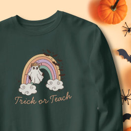 Trick på Teach Rainbow Halloween Boo Ghost Teacher T Shirt
