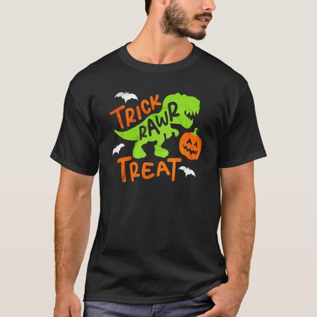 Trick Rawr Treat  1 T Shirt (Framsida)