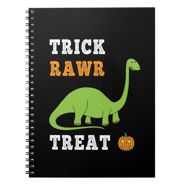 Trick Rawr Treat Cute Halloween Brontosaurus Dino Anteckningsbok (Framsidan)