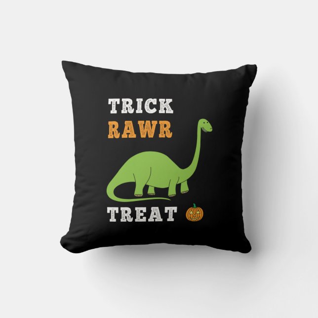 Trick Rawr Treat Cute Halloween Brontosaurus Dino Kudde (Framsida)