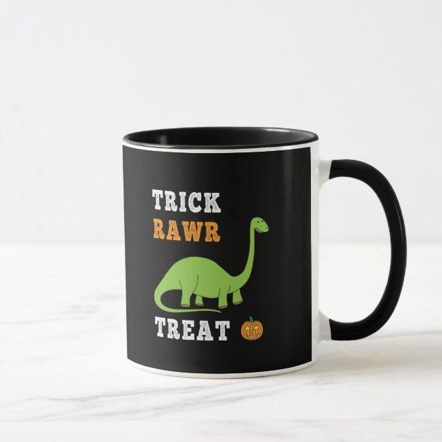 Trick Rawr Treat Cute Halloween Brontosaurus Dino Mugg (Höger)