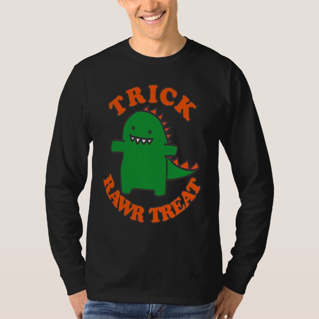Trick Rawr Treat Cute Halloween Dinosaur Kids Boys T Shirt (Framsida)