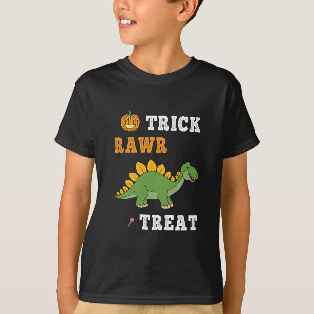 Trick Rawr Treat Cute Halloween Stegosaurus Dino T Shirt (Framsida)