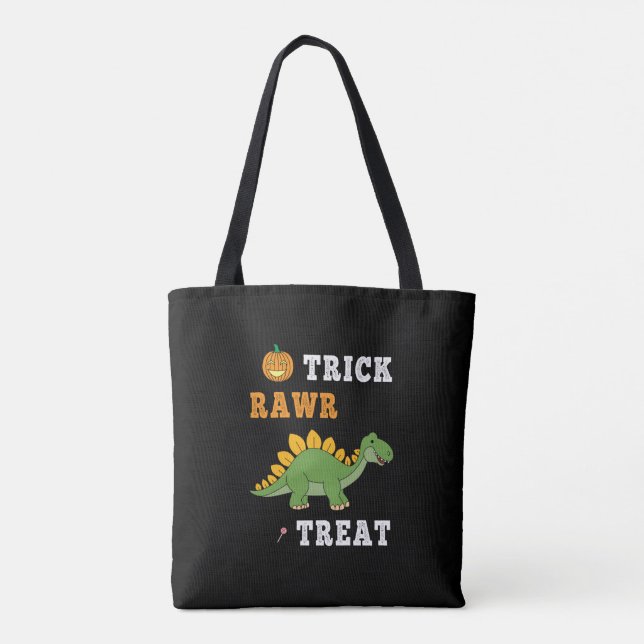 Trick Rawr Treat Cute Halloween Stegosaurus Dino Tygkasse (Baksida)