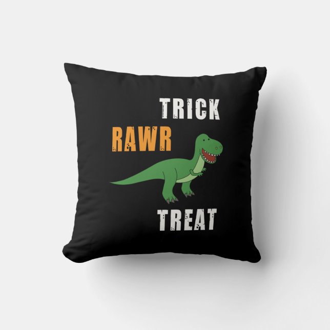 Trick Rawr Treat Cute Halloween Tyrannosaurus Rex Kudde (Framsida)