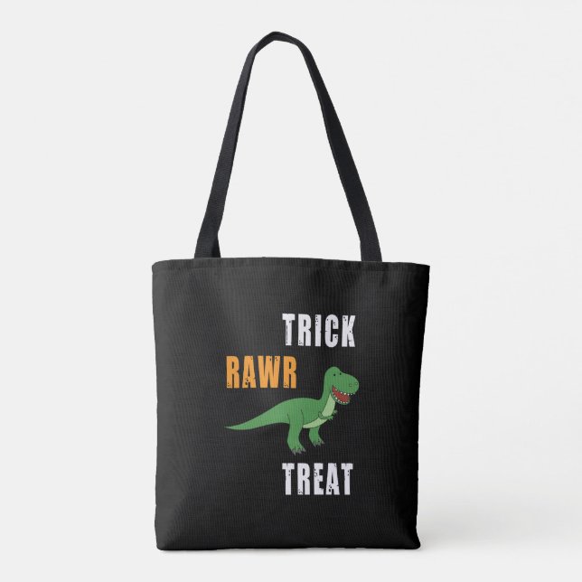Trick Rawr Treat Cute Halloween Tyrannosaurus Rex Tygkasse (Baksida)