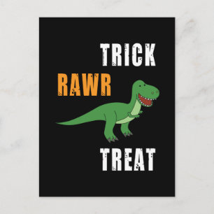 Trick Rawr Treat Cute Halloween Tyrannosaurus Rex Vykort