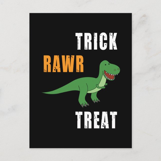 Trick Rawr Treat Cute Halloween Tyrannosaurus Rex Vykort (Framsida)