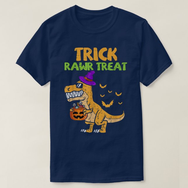 Trick Rawr Treat Dinosaur Tre Witch Pumpkin Funny T Shirt (Design framsida)
