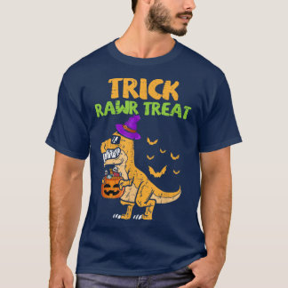 Trick Rawr Treat Dinosaur Tre Witch Pumpkin Funny T Shirt