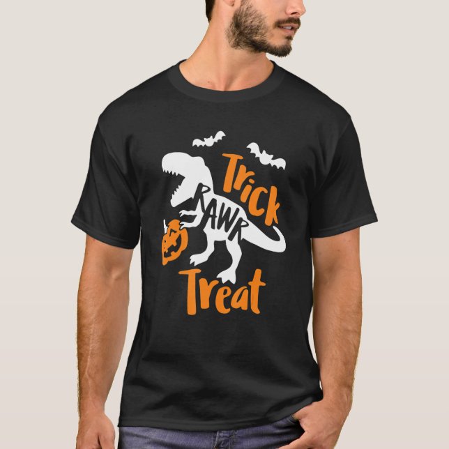 Trick Rawr Treat Halloween Trick Or Treat Trex Tea T Shirt (Framsida)