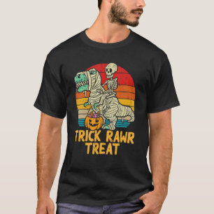 Trick Rawr Treat Skeleton Trex Dino Småbarn Boys H T Shirt