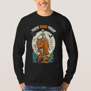 Trick Rawr Treat t Rex Dinosaur och Skeleton Hallo Shirt