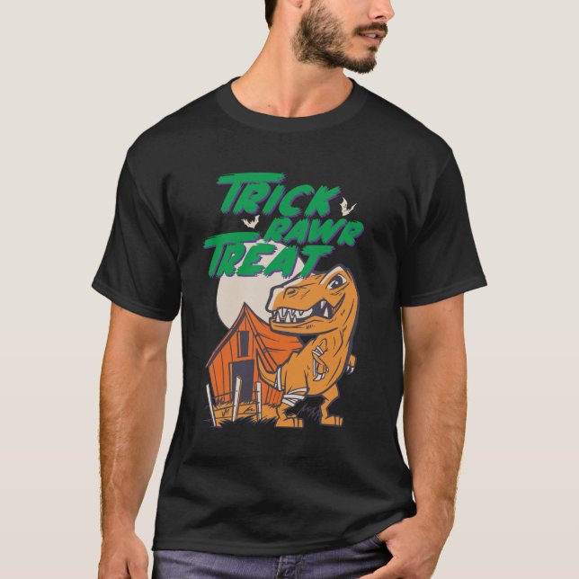 Trick Rawr Treat T Rex Funny Halloween Dinosaur T Shirt (Framsida)