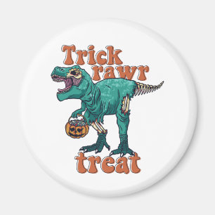 Trick Rawr Treat Zombie T Rex Halloween Dinosaur Magnet