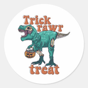 Trick Rawr Treat Zombie T Rex Halloween Dinosaur Runt Klistermärke