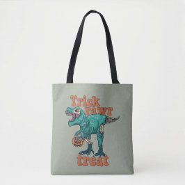 Trick Rawr Treat Zombie T Rex Halloween Dinosaur Tygkasse