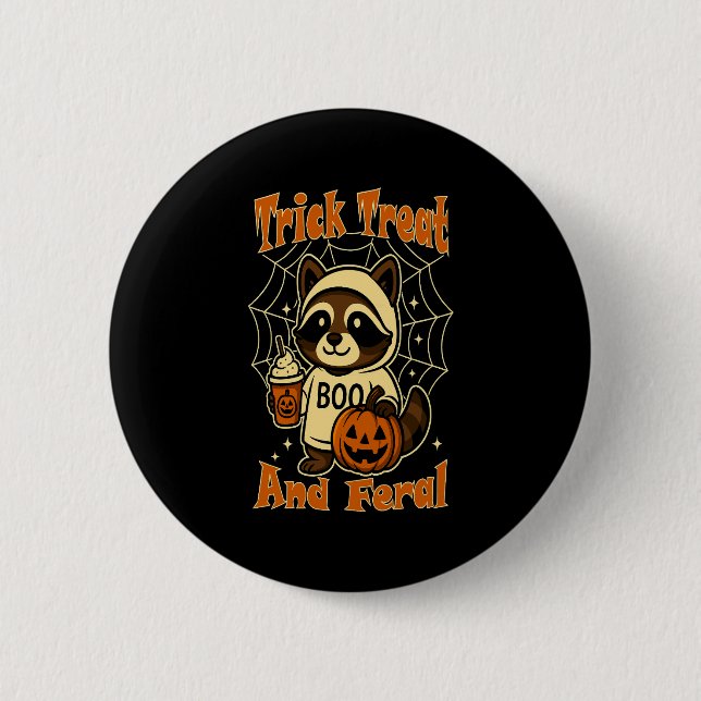 Trick Treat and Feral Cute Halloween Knapp (Framsida)