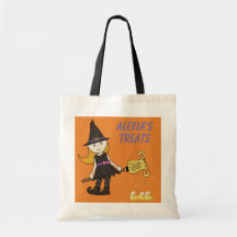 Trick Treat Flying Little Witch Halloween Tob Bag