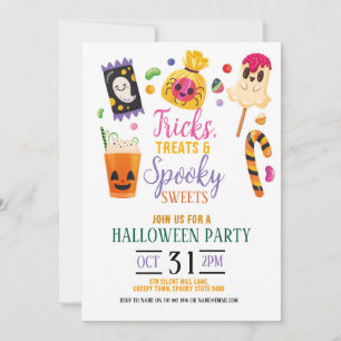 Trickar Treats Halloween Sweets Inbjudan Party