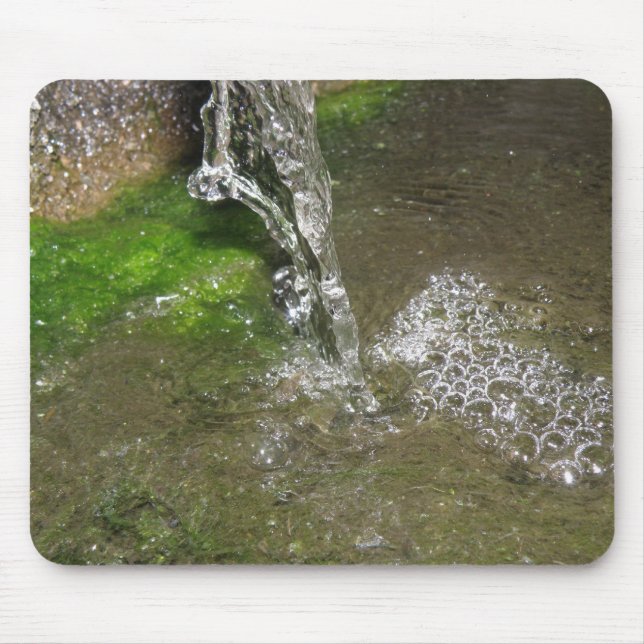 Trickling Waterfall Bubbling Vatten Mousepad Musmatta (Framsidan)