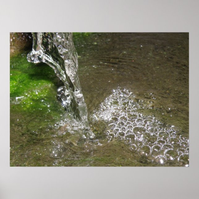 Trickling Waterfall Bubbling Vatten Skriv ut Poster (Framsidan)
