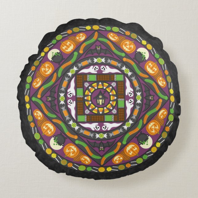 Tricks and Treats Mandala Rund Kudddecke Kudde (Framsidan)