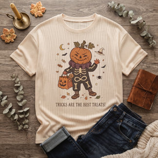 Tricks är de bästa godsakerna Vintage Pumpa Skelet T Shirt