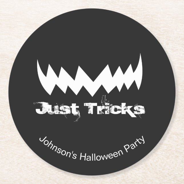 Tricks bara Evil Smile Halloween Underlägg Papper Rund (Framsidan)