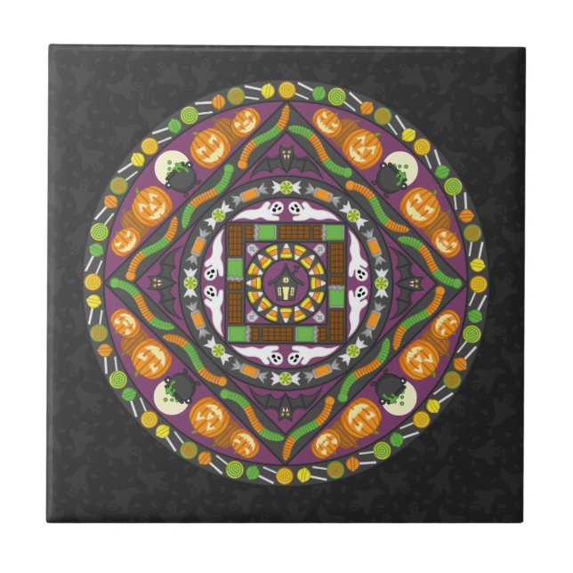 Tricks och Treats Mandala Tile Kakelplatta (Framsidan)