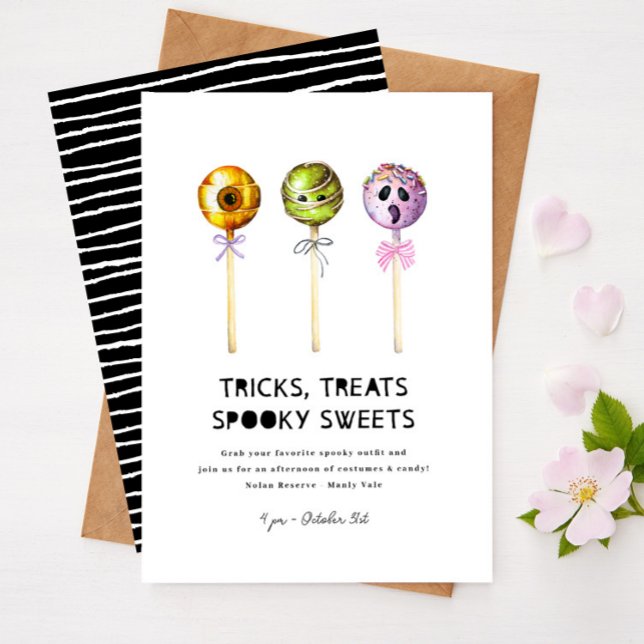 Tricks Treats Spooky Sweets Halloween Inbjudan Kid (Skapare uppladdad)