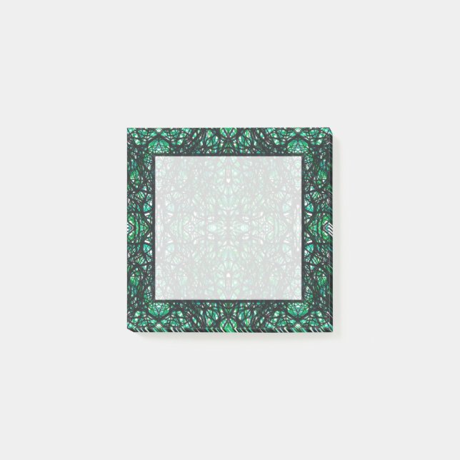 Trickster Green Abstrakt Indien Bläck Konst Post-it Block (Framsida)