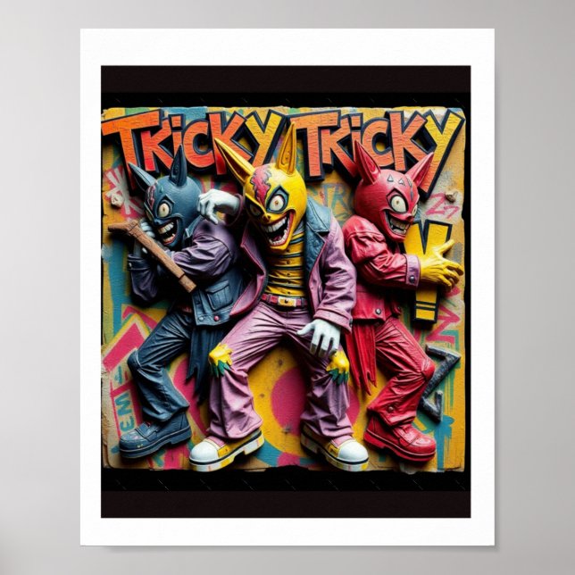 Tricky Tricky Music Groove Party Vibes Sticker  Poster (Framsidan)