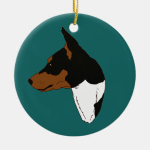 Tricolor Basenji för turkos prydnad Julgransprydnad Keramik