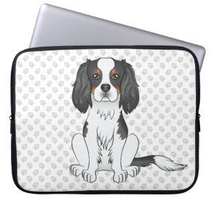 Tricolor Cavalier King Charles Spaniel Hund & Tass Laptop Fodral