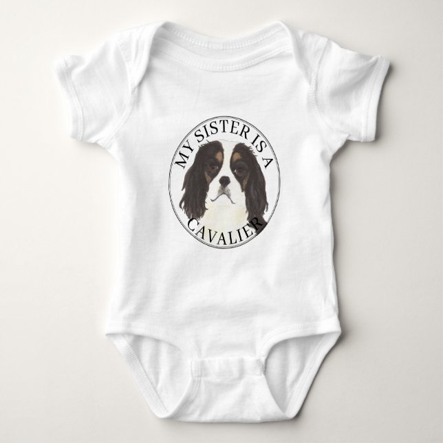 Tricolor Cavalier King Charles Spaniel Storasyster T Shirt (Framsida)