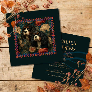 Tricolor Cavalier King Charles Spaniels CKCS Dogs Fyrkantigt Visitkort